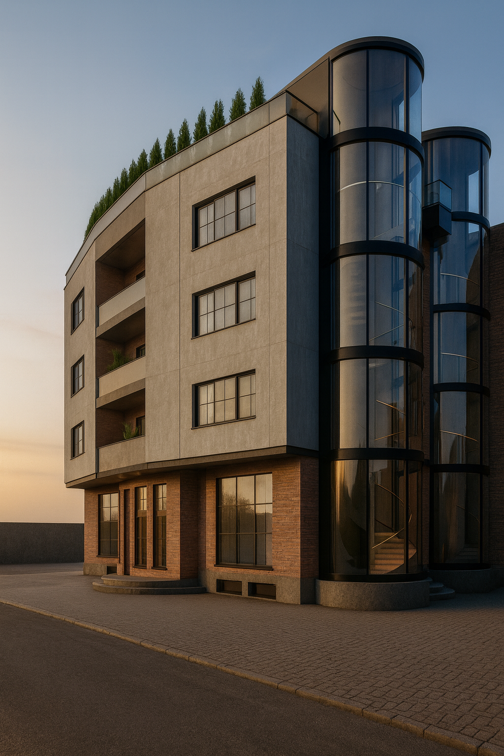 Clădire birouri – vedere principală la apus