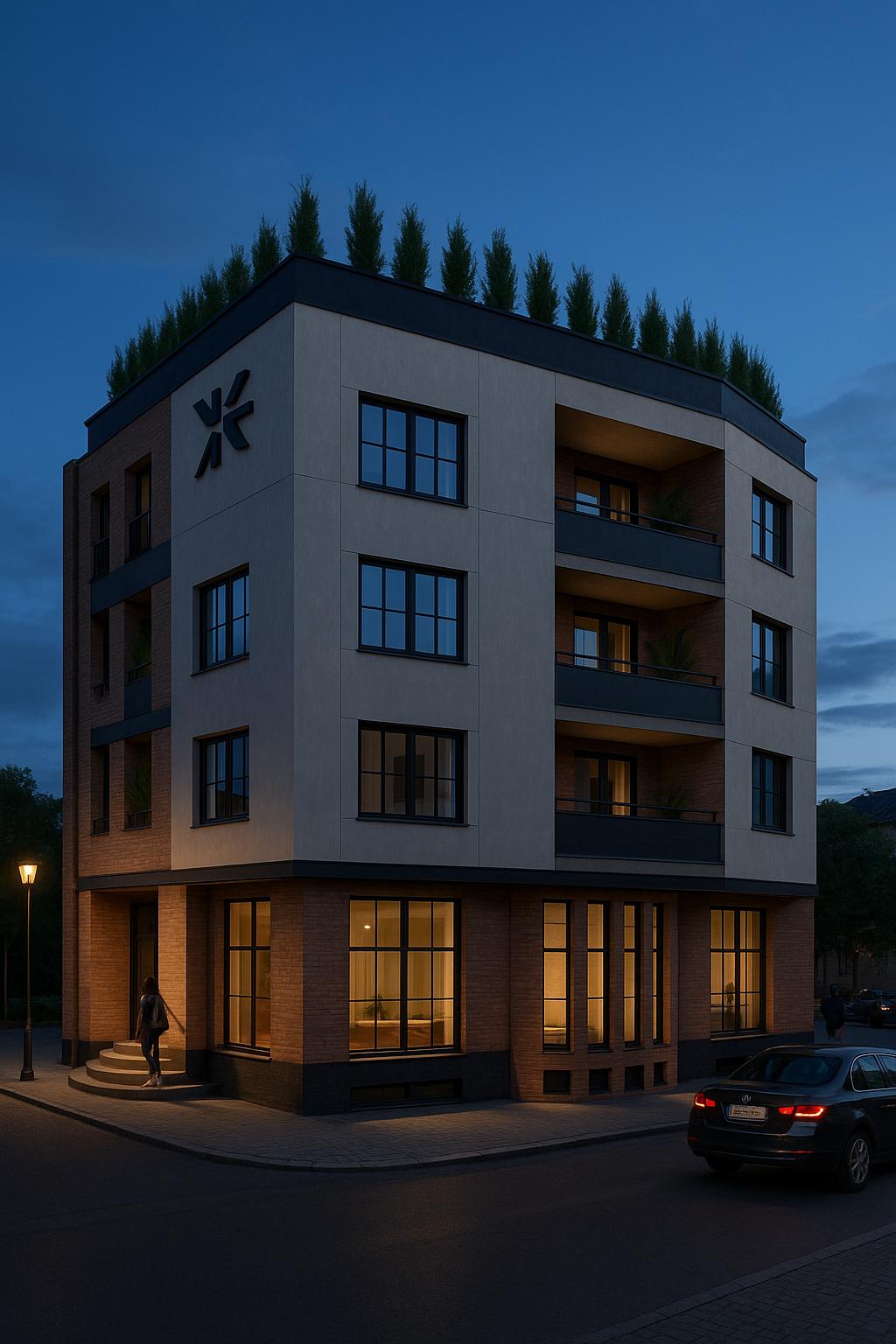 Clădire birouri – vedere nocturnă